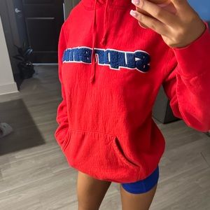 Supreme Chenille Logo Hoodie Red / Blue Size Small